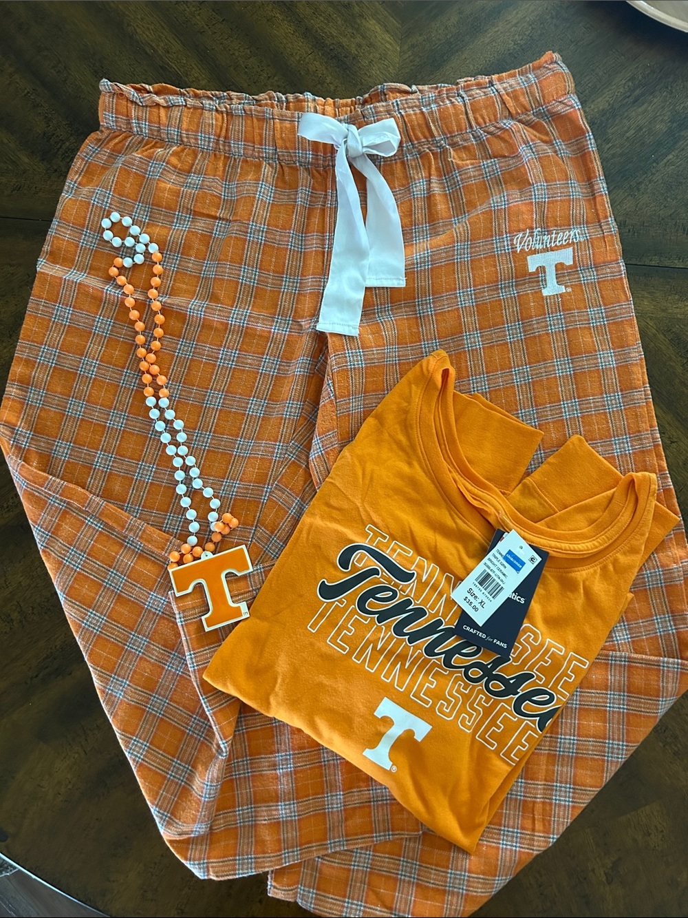Tennessee Orange Pajama Set - University Tee & Plaid Lounge Pants.